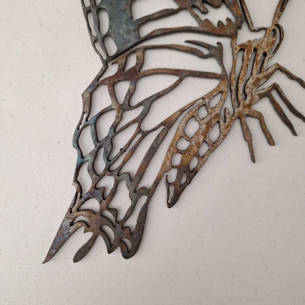 Vintage Rusty Metal Art Butterfly Wall Hanging or Garden Decor Lrg Heavy 12